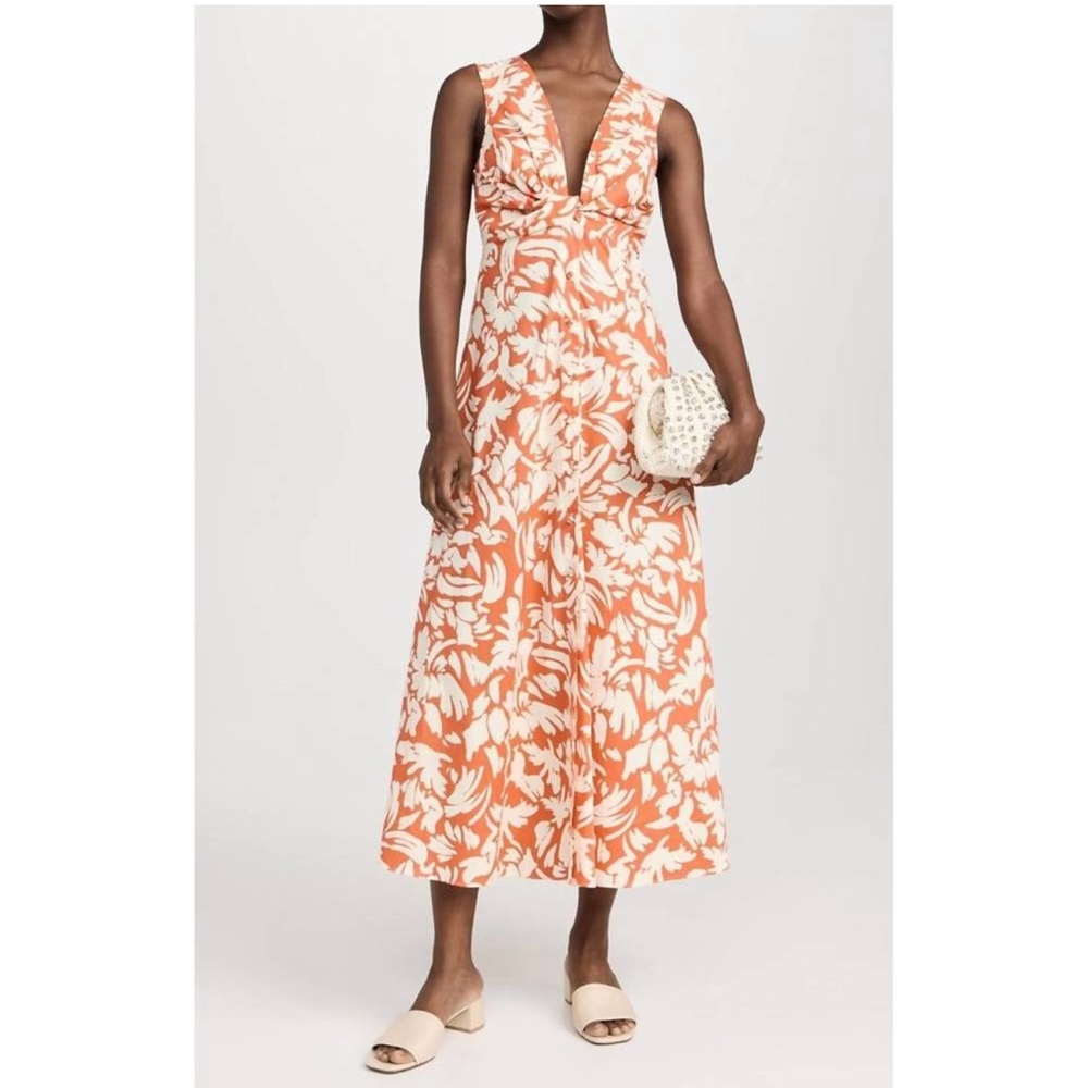 Misa Los Angeles Orange and White Maxi Dress